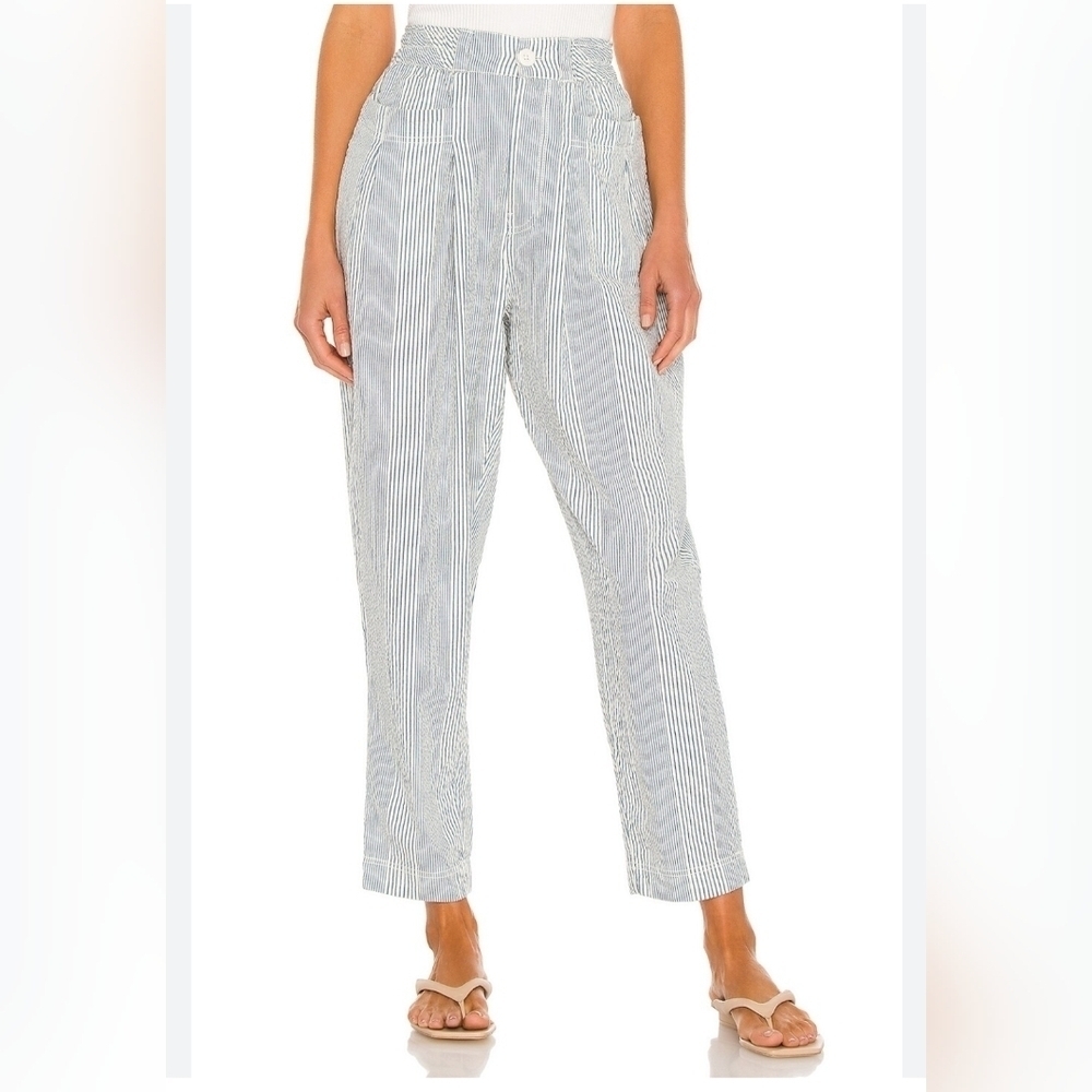 Free People Make A Stand Casual Blue White Stripe Pants Women's Xs Nautical